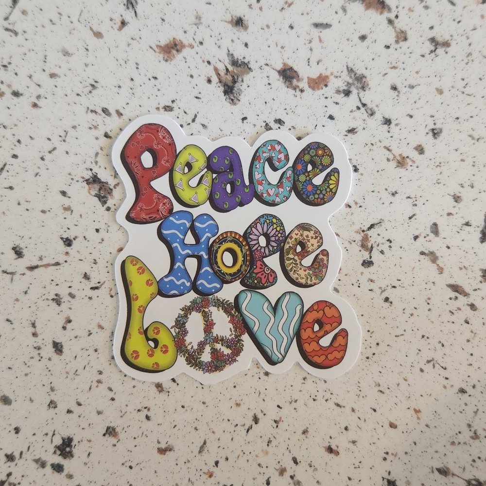 10/$10 NEW Peace Love Hope Groovy Hippie Boho Floral Sticker